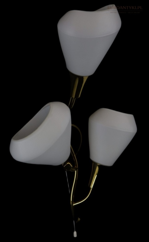 Klasyczny kinkiet mosiężny mid century modern - lampa ścienna w formie kwiatu