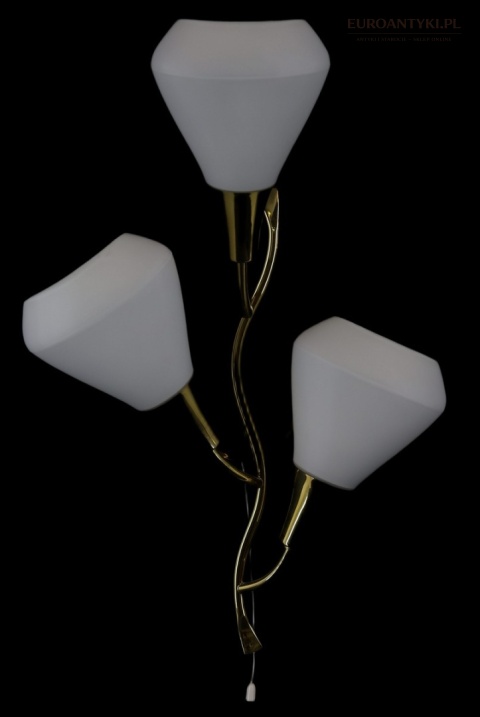 Klasyczny kinkiet mosiężny mid century modern - lampa ścienna w formie kwiatu