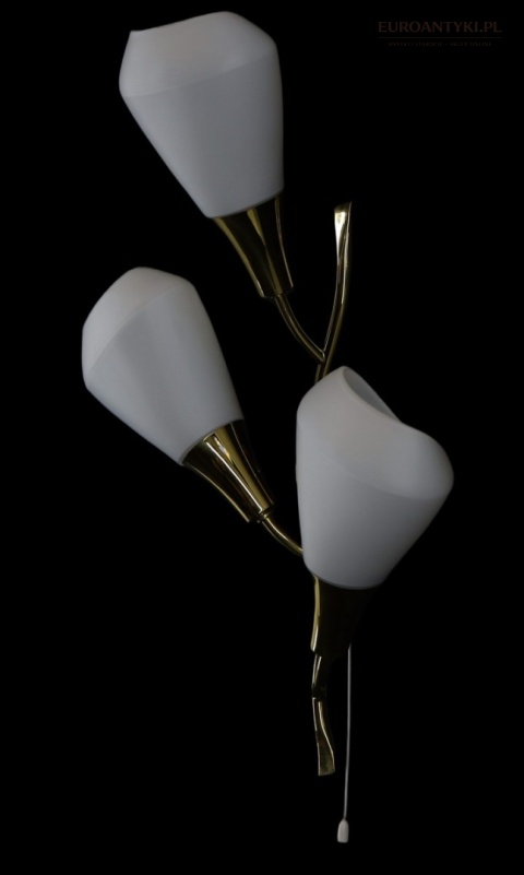 Klasyczny kinkiet mosiężny mid century modern - lampa ścienna w formie kwiatu