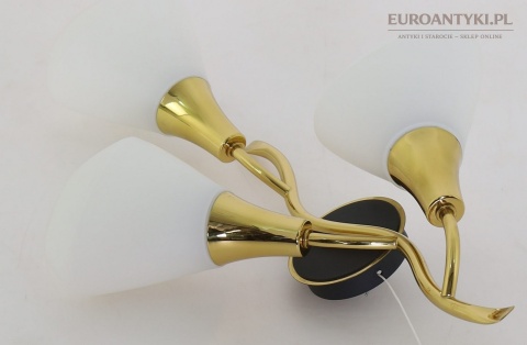 Klasyczny kinkiet mosiężny mid century modern - lampa ścienna w formie kwiatu