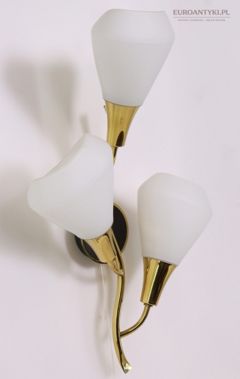 Klasyczny kinkiet mosiężny mid century modern - lampa ścienna w formie kwiatu