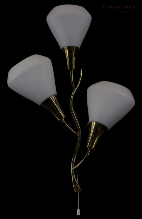 Klasyczny kinkiet mosiężny mid century modern - lampa ścienna w formie kwiatu