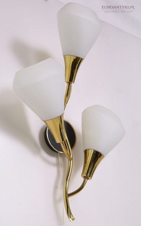 Klasyczny kinkiet mosiężny mid century modern - lampa ścienna w formie kwiatu