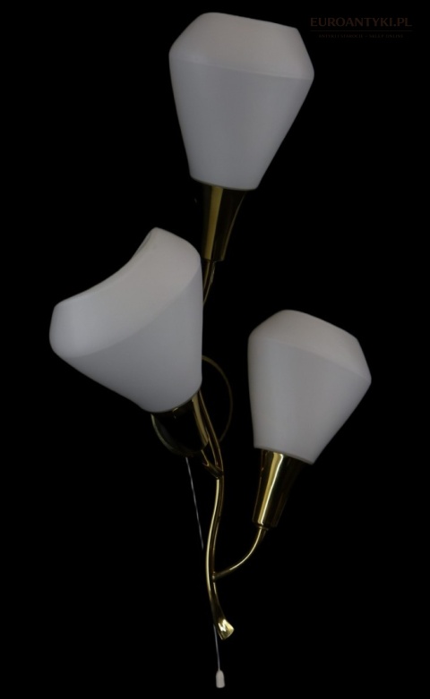 Klasyczny kinkiet mosiężny mid century modern - lampa ścienna w formie kwiatu