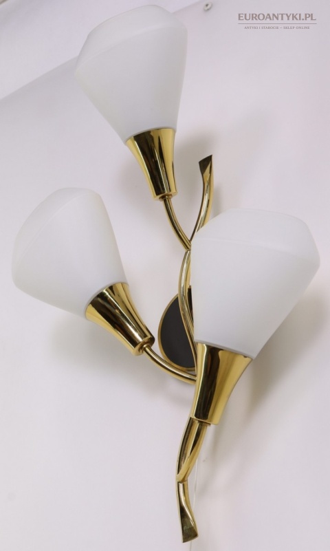 Klasyczny kinkiet mosiężny mid century modern - lampa ścienna w formie kwiatu