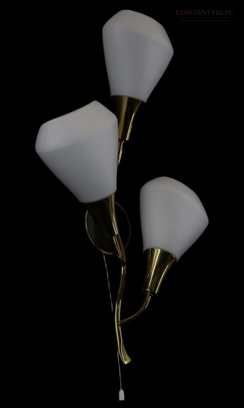 Klasyczny kinkiet mosiężny mid century modern - lampa ścienna w formie kwiatu
