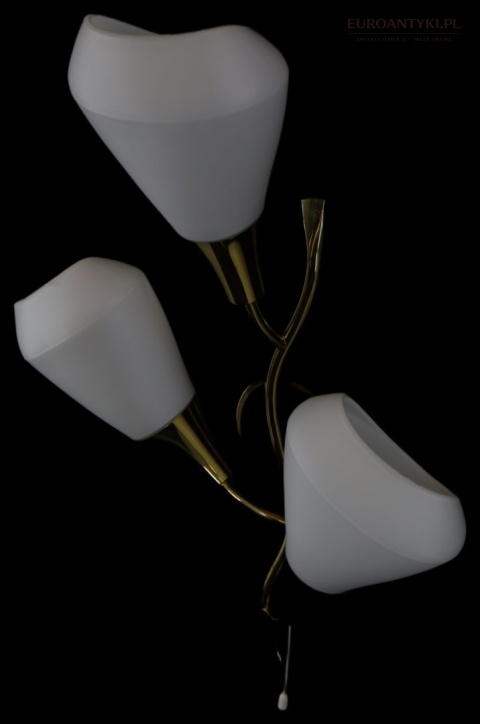Klasyczny kinkiet mosiężny mid century modern - lampa ścienna w formie kwiatu