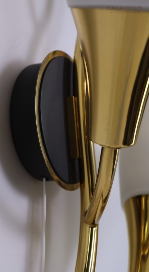Klasyczny kinkiet mosiężny mid century modern - lampa ścienna w formie kwiatu