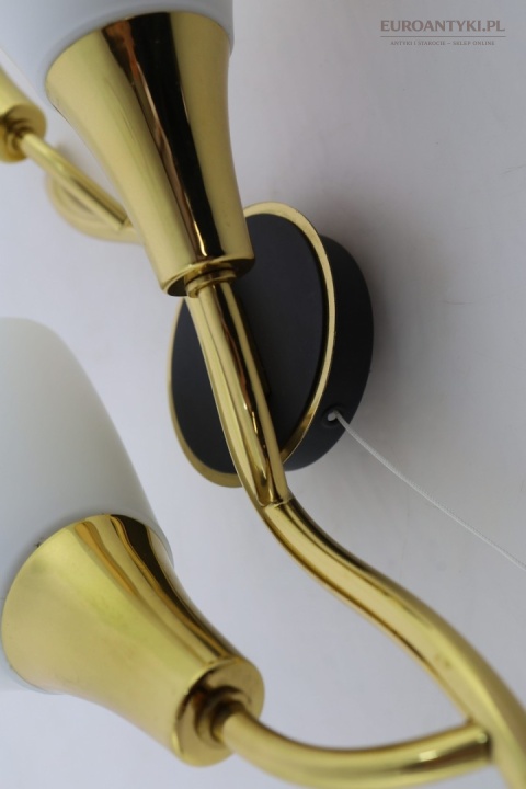 Klasyczny kinkiet mosiężny mid century modern - lampa ścienna w formie kwiatu