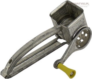 Antyk kuchenny - Francuska tarka obrotowa Mouli Grater vintage – metalowa, patenty USA, lata 50