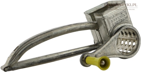Antyk kuchenny - Francuska tarka obrotowa Mouli Grater vintage – metalowa, patenty USA, lata 50