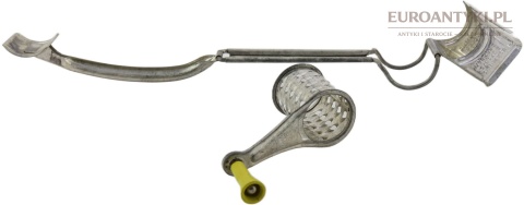 Antyk kuchenny - Francuska tarka obrotowa Mouli Grater vintage – metalowa, patenty USA, lata 50