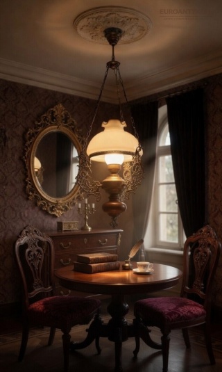 XL! Duża lampa vintage z mosiądzu i drewna – styl eklektyczny rustykalny, klosz szklany