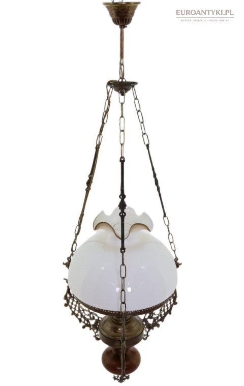 antyczna sufitowa lampa z kominem szklanym vintage