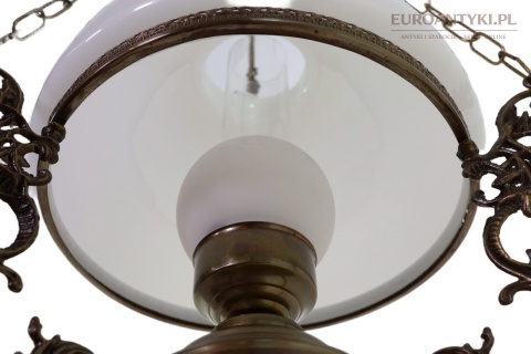 antyczna lampa z kominem szklanym vintage