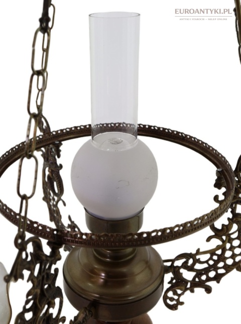 antyczna lampa sufitowa z kloszem szklanym