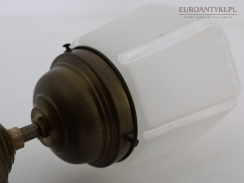 Art Deco - Mały antyczny plafon mosiężny z epoki 1920/30 – oryginalne szkło vintage