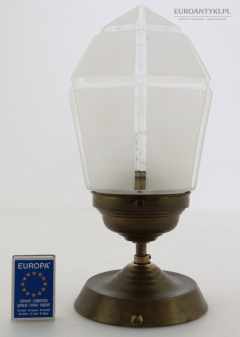 Art Deco - Mały antyczny plafon mosiężny z epoki 1920/30 – oryginalne szkło vintage