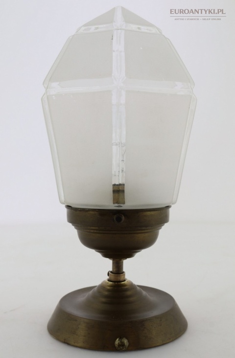 Art Deco - Mały antyczny plafon mosiężny z epoki 1920/30 – oryginalne szkło vintage
