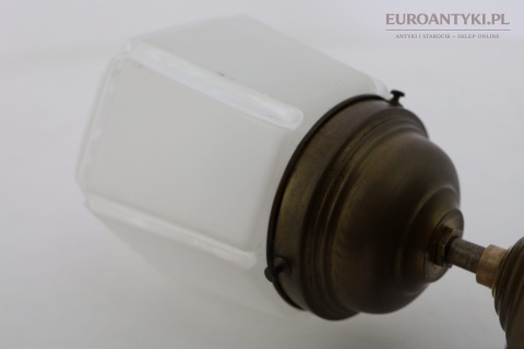 Art Deco - Mały antyczny plafon mosiężny z epoki 1920/30 – oryginalne szkło vintage