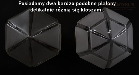Art Deco - Mały antyczny plafon mosiężny z epoki 1920/30 – oryginalne szkło vintage