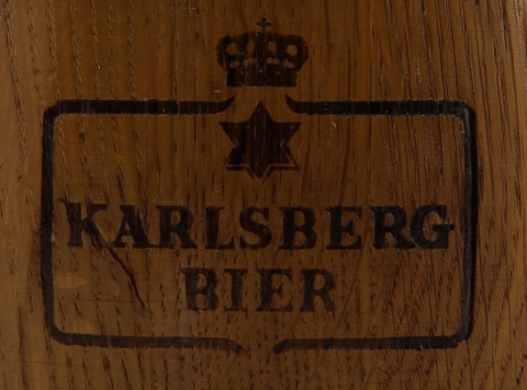 Mini beczka piwna Karlsberg vintage – dąb lity, dekoracja pub karczma