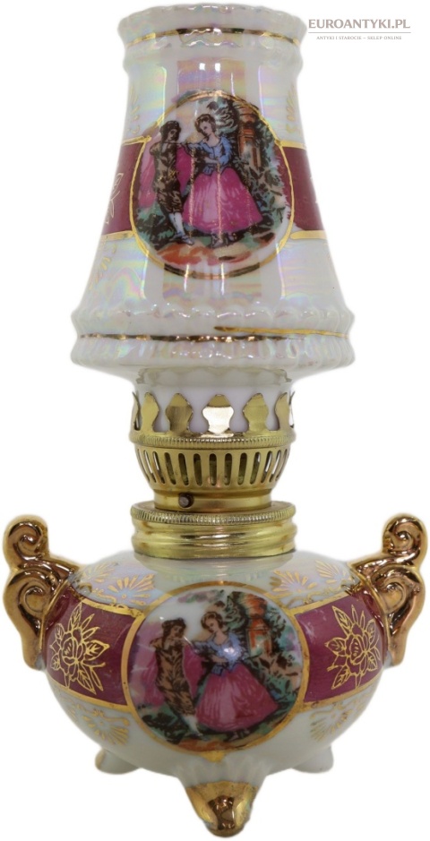 mini lampka naftowa porcelanowa