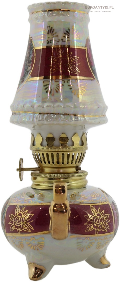 mini lampka z bordową dekoracją