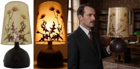 lampa vintage z suszonym ostem abażur