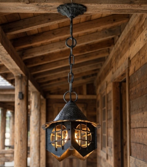 rustykalna lampa wisząca do ganku
