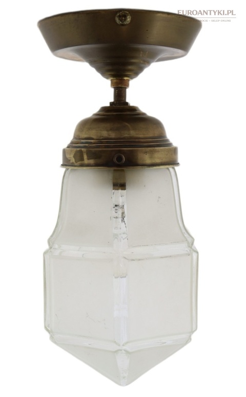 Antyczny plafon mosiężny art déco – mała lampa sufitowa z epoki XX wiek