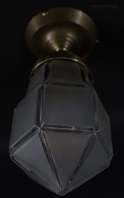 Antyczny plafon mosiężny art déco – mała lampa sufitowa z epoki XX wiek