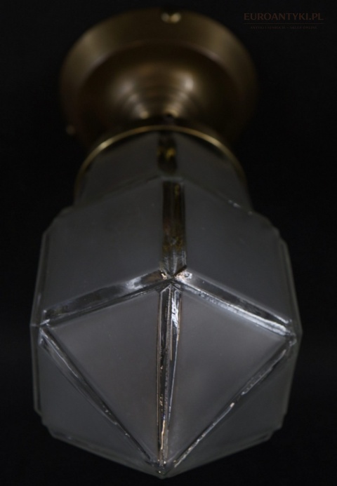 Antyczny plafon mosiężny art déco – mała lampa sufitowa z epoki XX wiek
