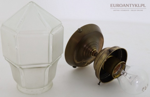 Antyczny plafon mosiężny art déco – mała lampa sufitowa z epoki XX wiek
