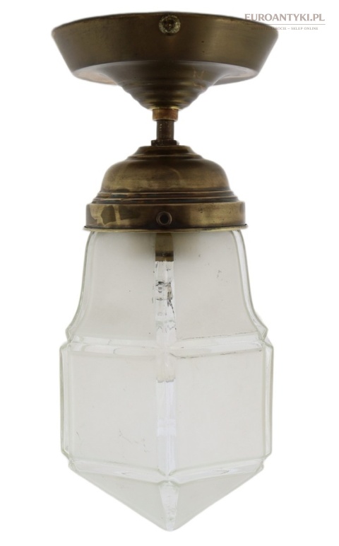 Antyczny plafon mosiężny art déco – mała lampa sufitowa z epoki XX wiek