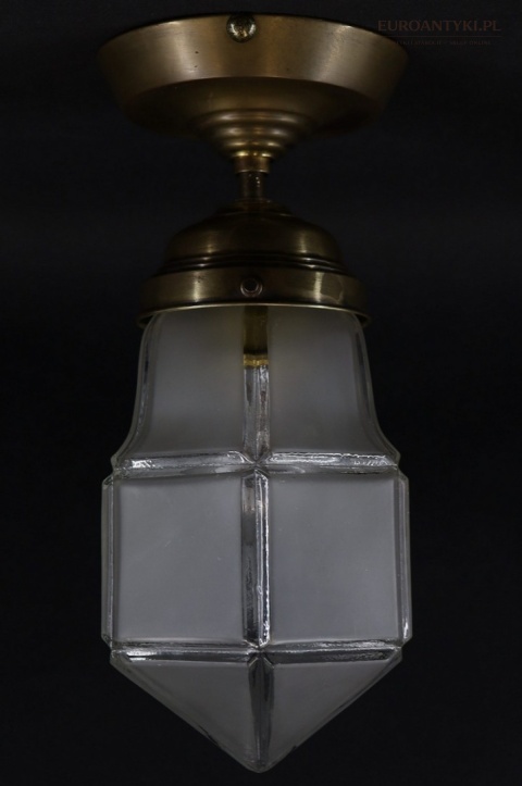 Antyczny plafon mosiężny art déco – mała lampa sufitowa z epoki XX wiek