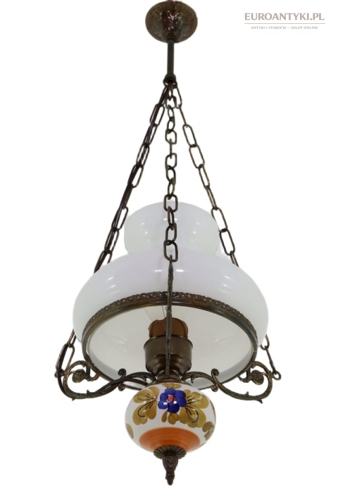 rustykalna  lampa mosiężna wisząca