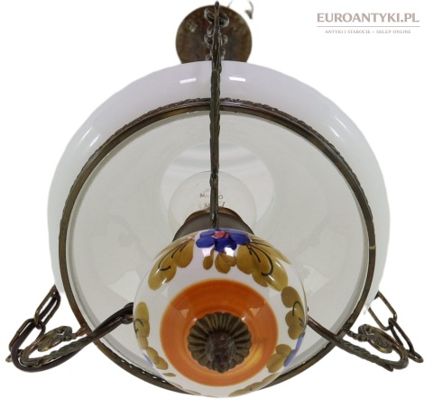 sufitowa lampa retro z ceramiką kwiatową