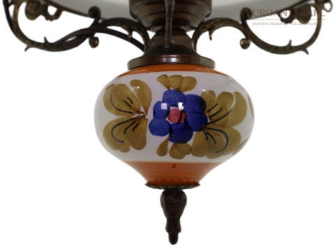 sufitowa mosiężna lampa rustykalna