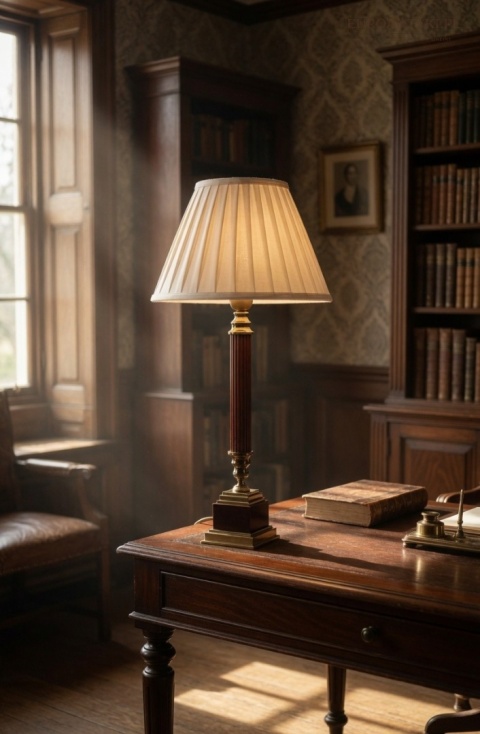 Smukła stylowa lampka gabinetowa vintage z mosiądzu – klasyczna elegancja