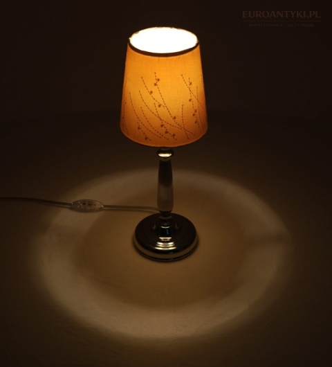 SREBRNA lampka nocna retro z abażurem