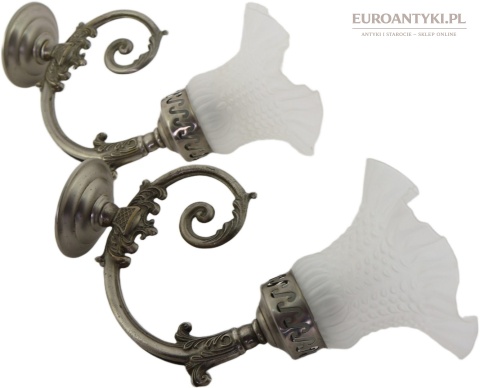 srebrne francuskie lampy ścienne vintage