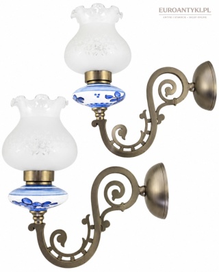 Stylowe srebrne kinkiety prowansalskie vintage szklane klosze XL