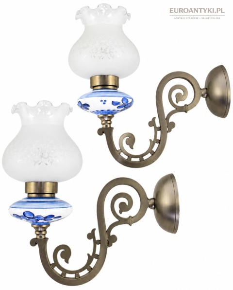 Stylowe srebrne kinkiety prowansalskie vintage szklane klosze XL