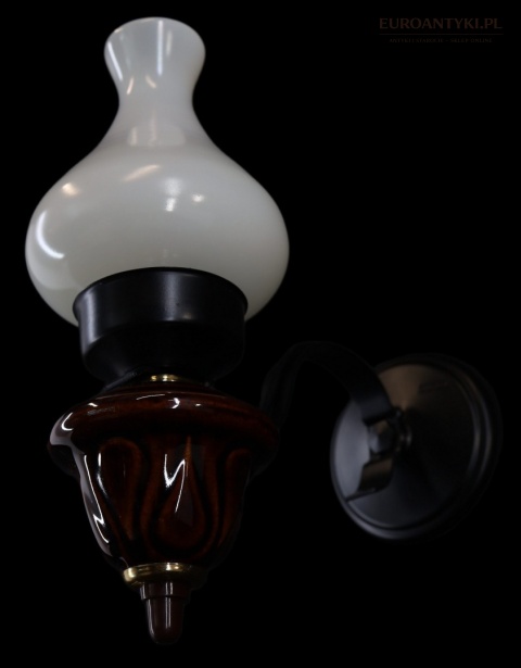 retro kinkiet ceramiczny z kloszem