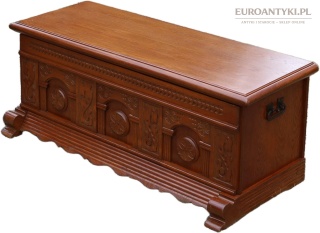 XL! Duża drewniana antyczna skrzynia rzeźbiona kufer eklektyczny retro