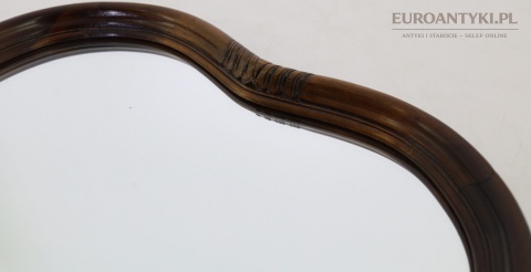 XL! Duże stylowe kryształowe lustro wiszące vintage w drewnianej ramie – Niemcy lata 50