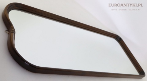 XL! Duże stylowe kryształowe lustro wiszące vintage w drewnianej ramie – Niemcy lata 50