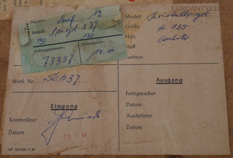 kryształowe lustro Verralux Verputzmöbelfabrik