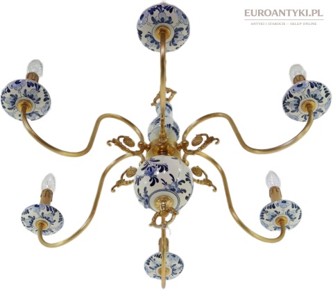 rustykalny biało niebieski żyrandol ceramiczny